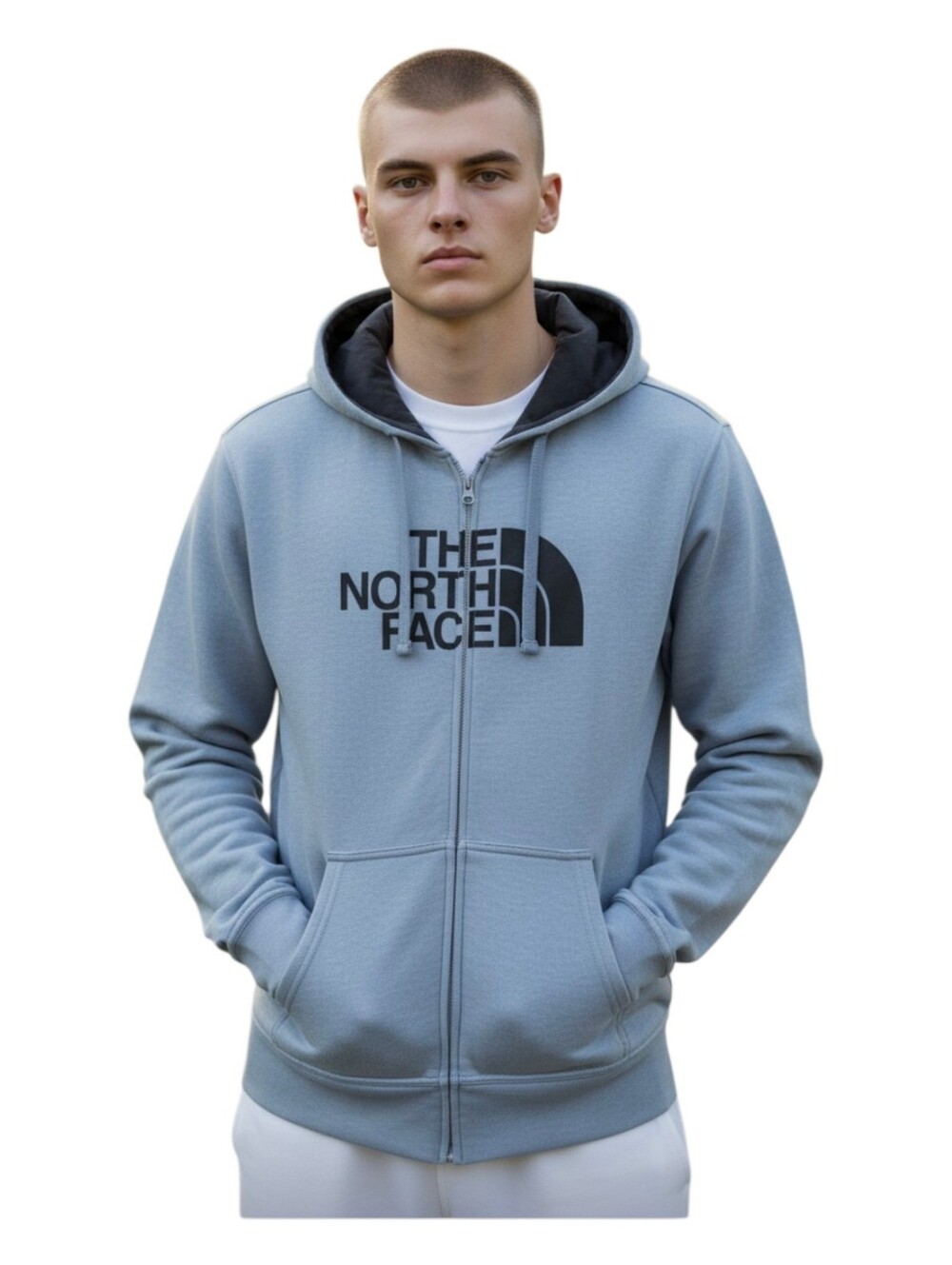 The North Face Mens Light Blue Half Dome Full Zip Hoodie Jacket Medium